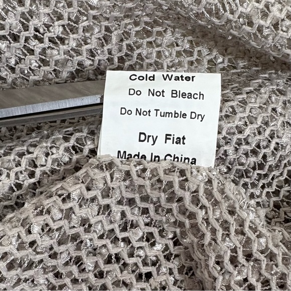 Adorn Women Boho Tank Dress Tunic Top Open Knit Sequins Sheer Light Gray sz L/XL - Picture 6 of 14